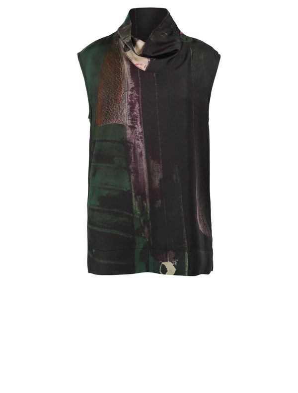 Funnel Neck Silk Shell